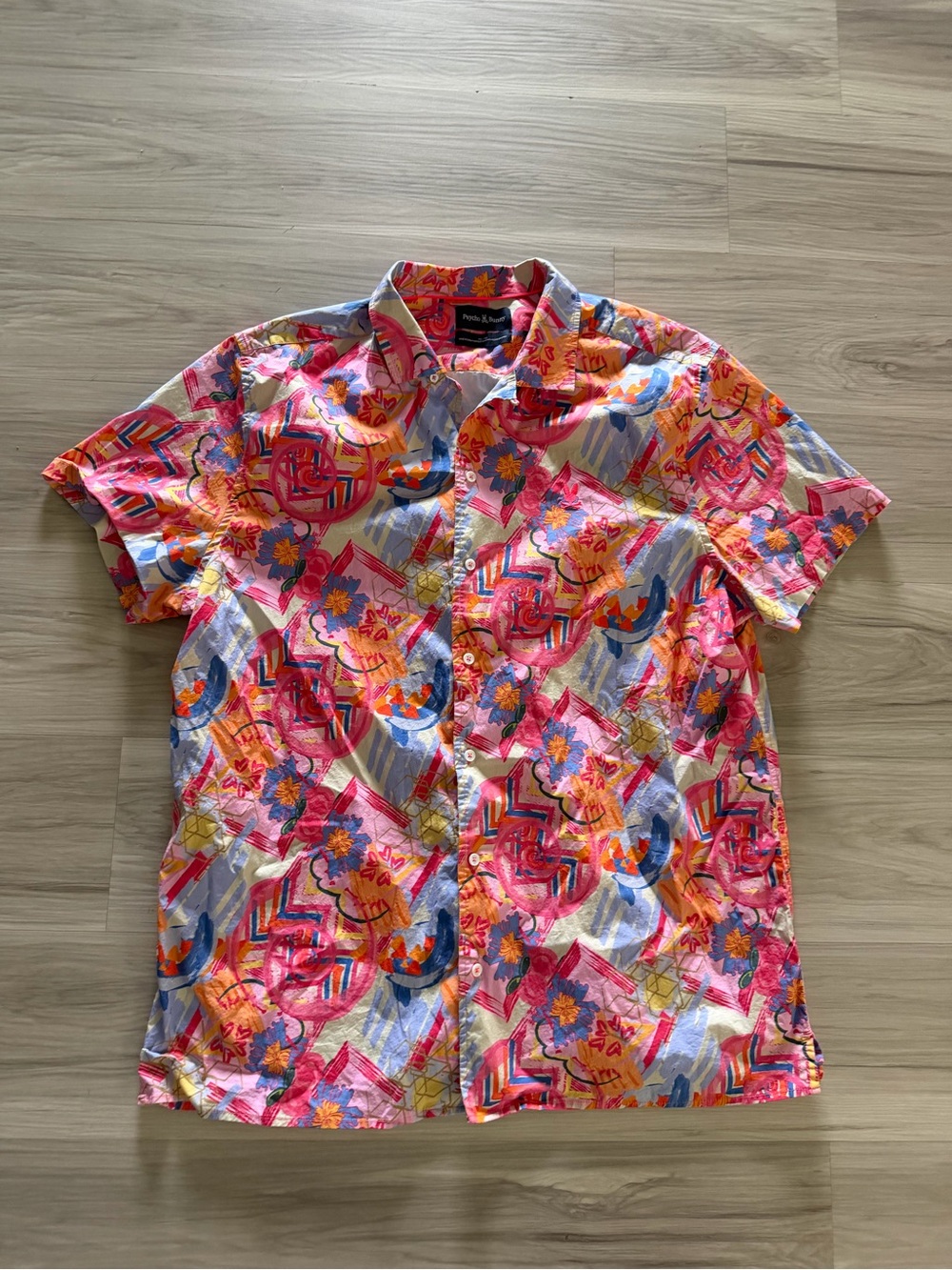 Psycho bunny Vibrant Pink Floral Short-Sleeve Shirt size 2xl